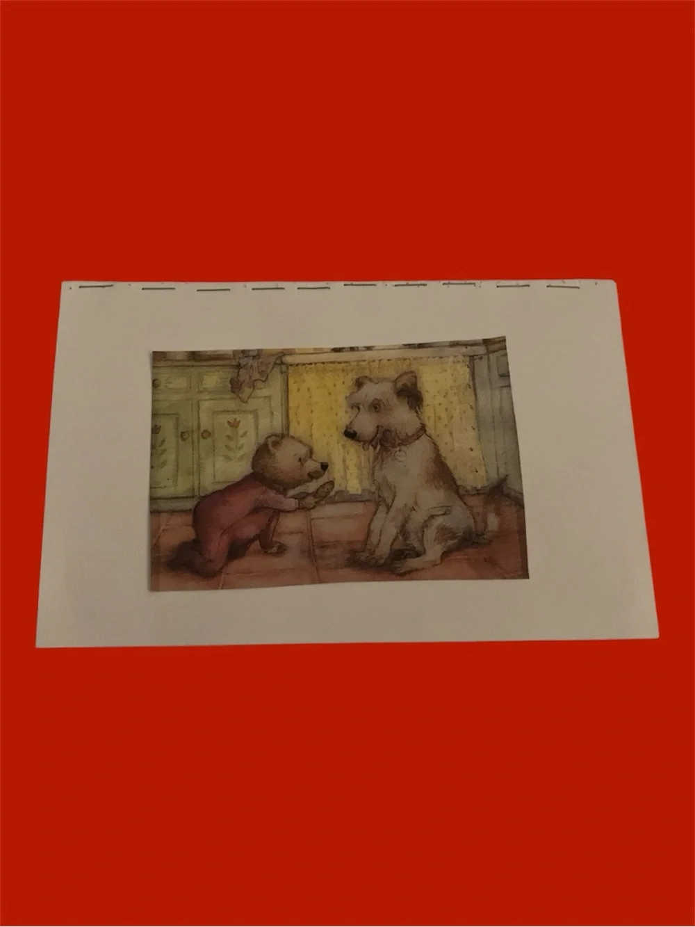 Handmade Mini Notebook Journal Lined Pages Vintage Illustration Bear & Dog Cover